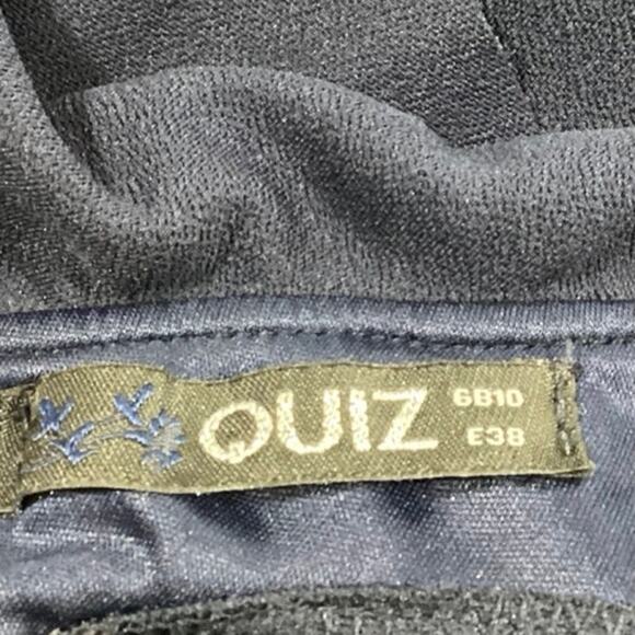 Quiz Navy Blue Ruffle Sleeve Stretch Cocktail Fitted Sheath Mini Dress Size 8 - Picture 4 of 5